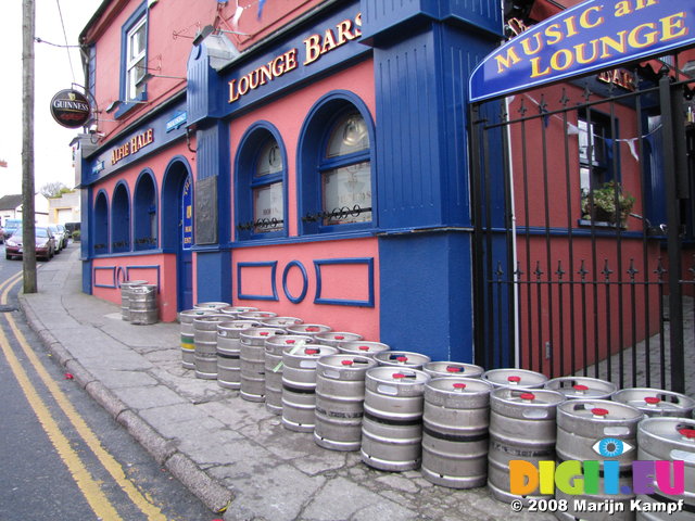 SX00120 Kegs outside Alfie Hale Lounge Bar Tramore